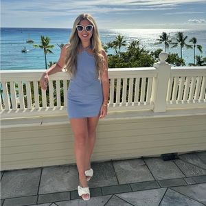 Vici matching blue crop halter top and skirt set size medium